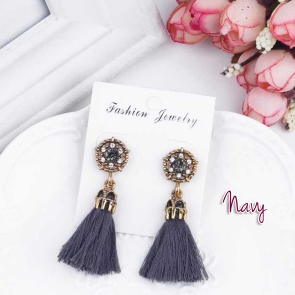 SALE !! NWT Tassel Crystal Earrings 4 Colors NEW - Picture 5 of 8